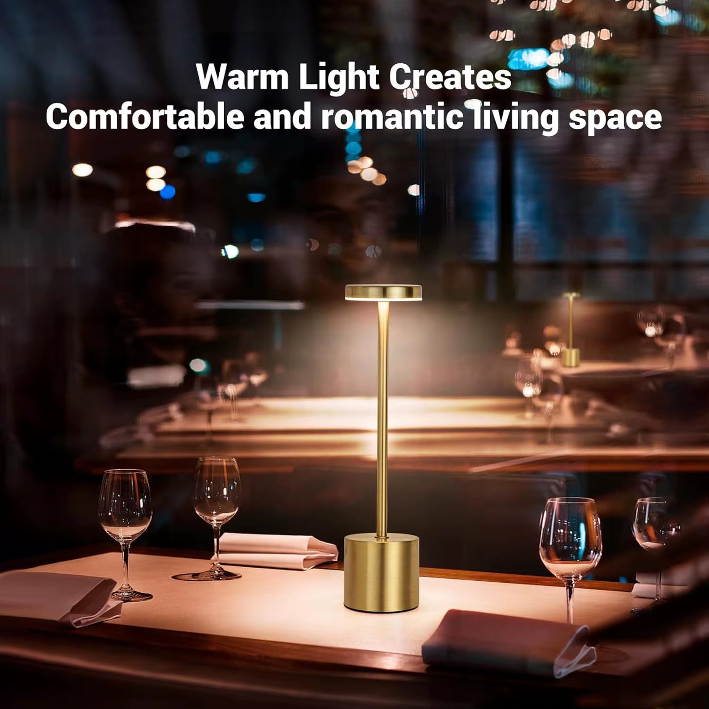 LED Table Lamp Touch Sensor Rechargeable Desktop Night Light Wireless Reading Lamp for Restaurant Hotel Bar Bedroom Decor Light